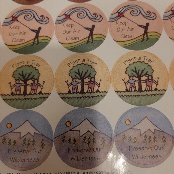Vintage Stickers Art By Anita Lovitt 1994 The Trumpet Club Clean Planet READ - Picture 12 of 16